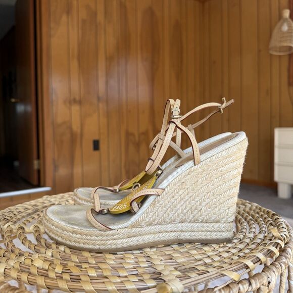 LOUIS VUITTON TRUNKS & BAGS ESPADRILLE WEDGE STRAPY PLATFORM SANDALS EU 40 US 10 - Picture 5 of 16